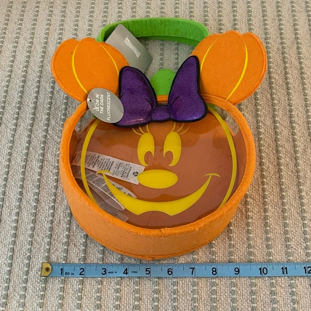NEW - Glow In The Dark Minnie Halloween Trick or Treat Bag - Pumpkin - Disney